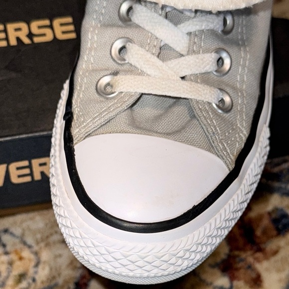 💥Converse Chuck Taylor Women’s Gray All Star Sneakers Shoes PEACE OUT ✌️ - Picture 6 of 15